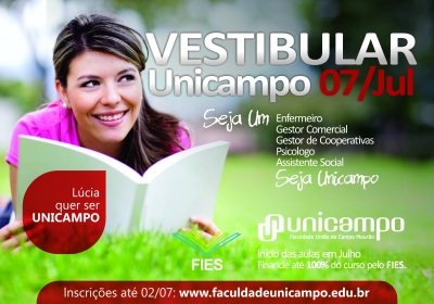 Aberta as inscrições para o Vestibular da Faculdade Unicampo