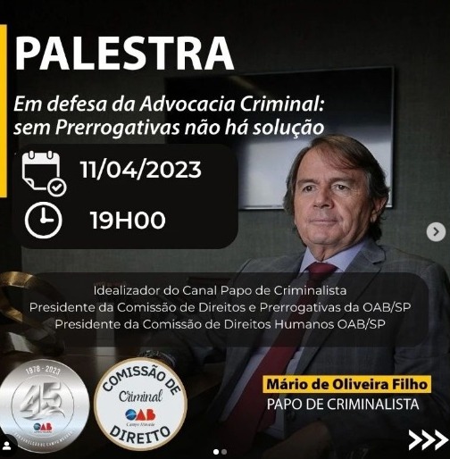 A OAB de Campo Mourão convida todos os acadêmicos da Faculdade Unicampo para participar de uma grande palestra