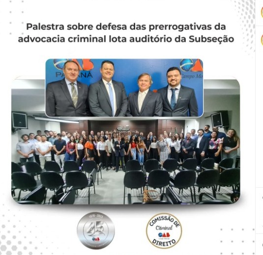 Alunos da Faculdade Unicampo participaram da Palestra Prerrogativas da Advocacia Criminal