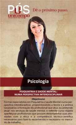 Inscrições para Pós-graduação em Psiquiatria e Saúde Mental estão abertas na Faculdade Unicampo