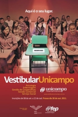 Vestibular 2012 da Unicampo tem inscrições abertas