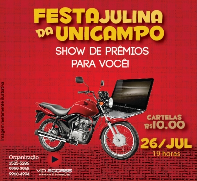 Festa Julina da Faculdade Unicampo terá sorteio de uma moto e um notebook